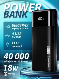 Power bank 40000 mAh внешний аккумулятор для быстрой зарядки MegaLink 231409917 купить за 1 211 ₽ в интернет-магазине Wildberries