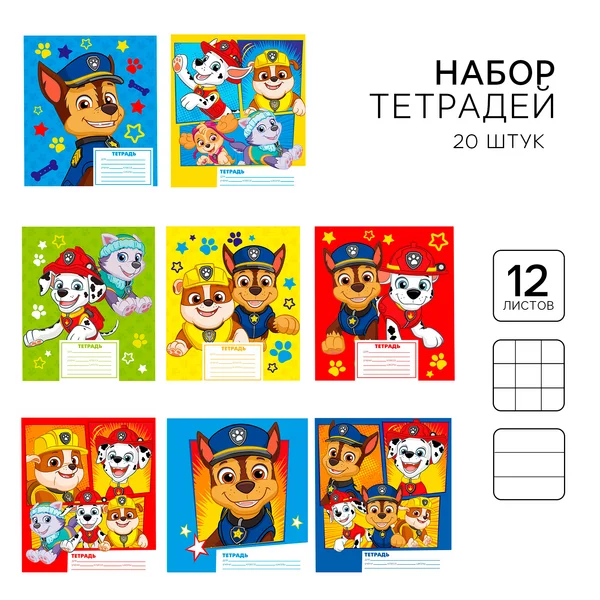 Комплект тетрадей из 20шт 12 листов 10 клет и 10 лин