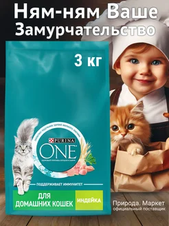 Сухой корм для домашних кошек с индейкой, 3 кг Purina one 231751268 купить за 1 460 ₽ в интернет-магазине Wildberries