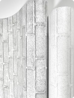 Обои бумажные кирпич серые Кирпичики19 - 5 рулонов. Купить обои на стену. Изображение 13