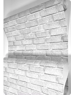 Обои бумажные кирпич серые Кирпичики19 - 5 рулонов. Купить обои на стену. Изображение 9