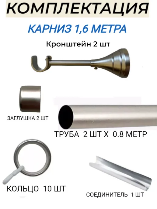 Карнизы Оптом Карниз гардина для штор настенный однорядный 160 см, серый, фото 2