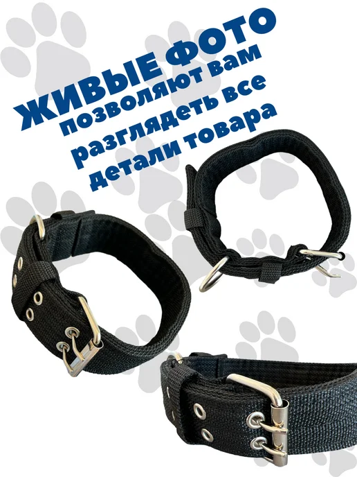 PETSTEP Ошейник для собак крупных и средних пород усиленный, черный, фото 5