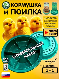 Кормушка и поилка для кур цыплят индюков гусей птиц на банку