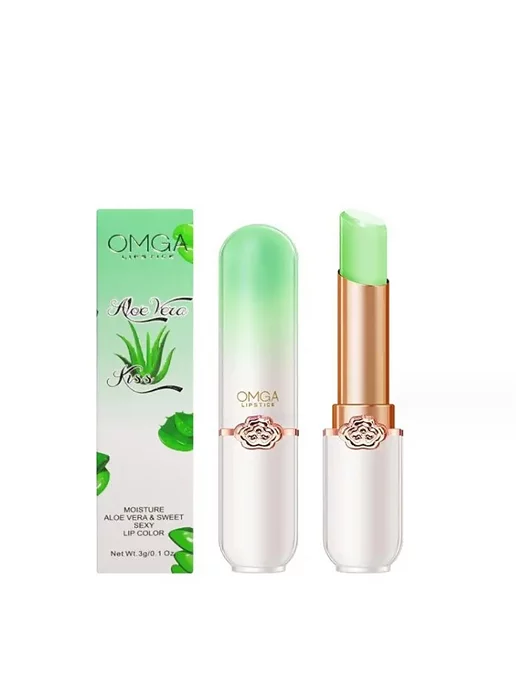 KSAS Бальзам для губ Omga_Lipstick_Алоэ Вера, зеленый, фото 2