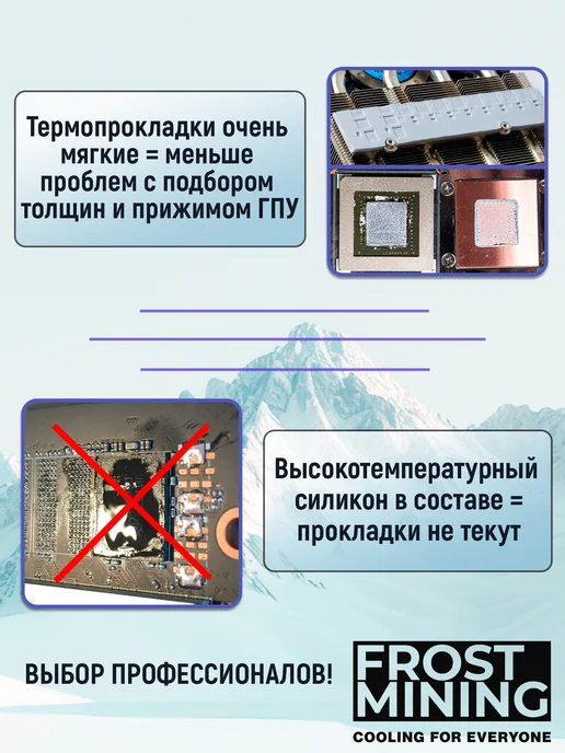 FrostMining Набор 5 термопрокладок для видеокарты 15 Вт (Мк) 120х20мм, 15 Вт, фото 2