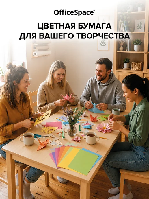 OfficeSpace Цветная бумага пастельная двусторонняя принтера А4, синий, фото 5