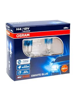 Автолампа H4 60 55 P43t-38+30% XWHITE BLUE 4000K 2шт 12V OSRAM 232184804 купить за 791 ₽ в интернет-магазине Wildberries