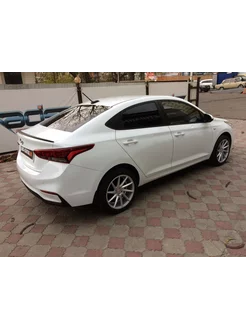 Лип спойлер для Hyundai Solaris 2017+ чёрный мат + скотч