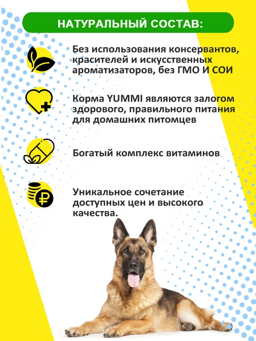 Сухой корм Yummi Юмми для собак, крупные, средние, мясо, 3,03 кг, фото 2