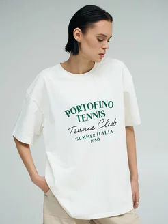 Футболка оверсайз с принтом Portofino ТЕЛОДВИЖЕНИЯ 232234722 купить за 831 ₽ в интернет-магазине Wildberries