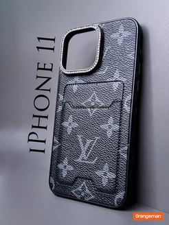 Чехол на iphone 11 с картой Louis Vuitton LV со стразами