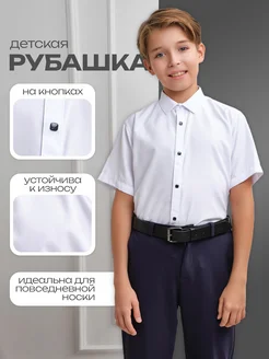 Рубашка на кнопках школьная с коротким рукавом DINO SESSUN shirts 232295071 купить за 955 ₽ в интернет-магазине Wildberries