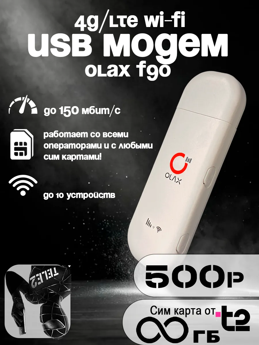 USB модем 4G F90 с безлимитным интернетом 500р