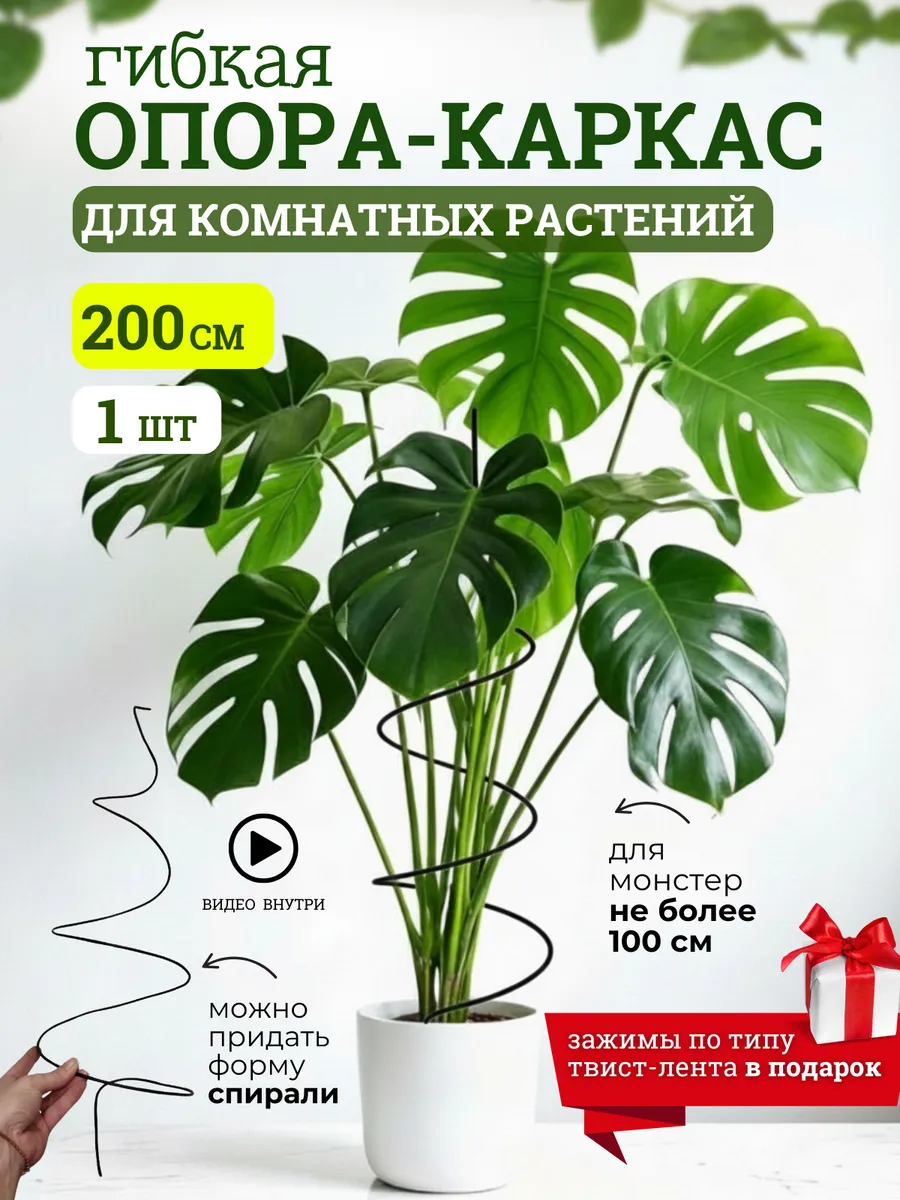 Опора, подвязка для комнатных растений и цветов, 200 см