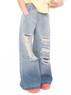 Широкие джинсы палаццо на резинке со стразами MCK MUSTI 232375931 купить за 1 680 ₽ в интернет-магазине Wildberries