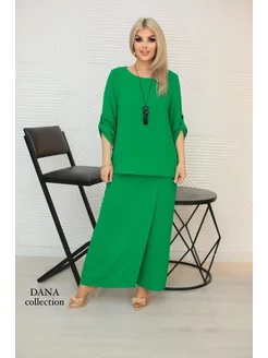 Костюм брючный двойка большие размеры DANA collection 232403757 купить за 1 701 ₽ в интернет-магазине Wildberries