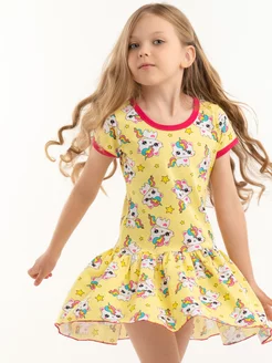 Летнее домашнее трикотажное платье для девочки миди Детский трикотаж RONDA 232416952 купить за 449 ₽ в интернет-магазине Wildberries