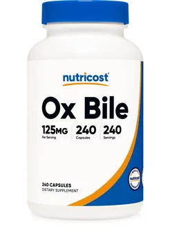 Ox Bile Capsules 125 мг, 240 капсул – без глютена, без ГМО Nutricost 232457359 купить за 5 760 ₽ в интернет-магазине Wildberries