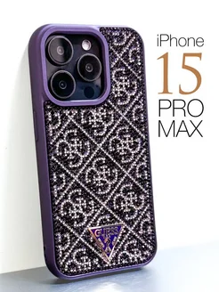 Чехол на iphone 15 pro max с принтом брендов Guess