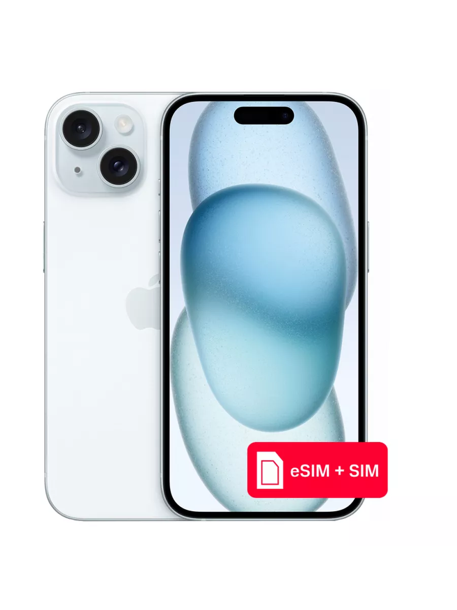 Apple Смартфон iPhone 15 128Gb eSIM + SIM Голубой