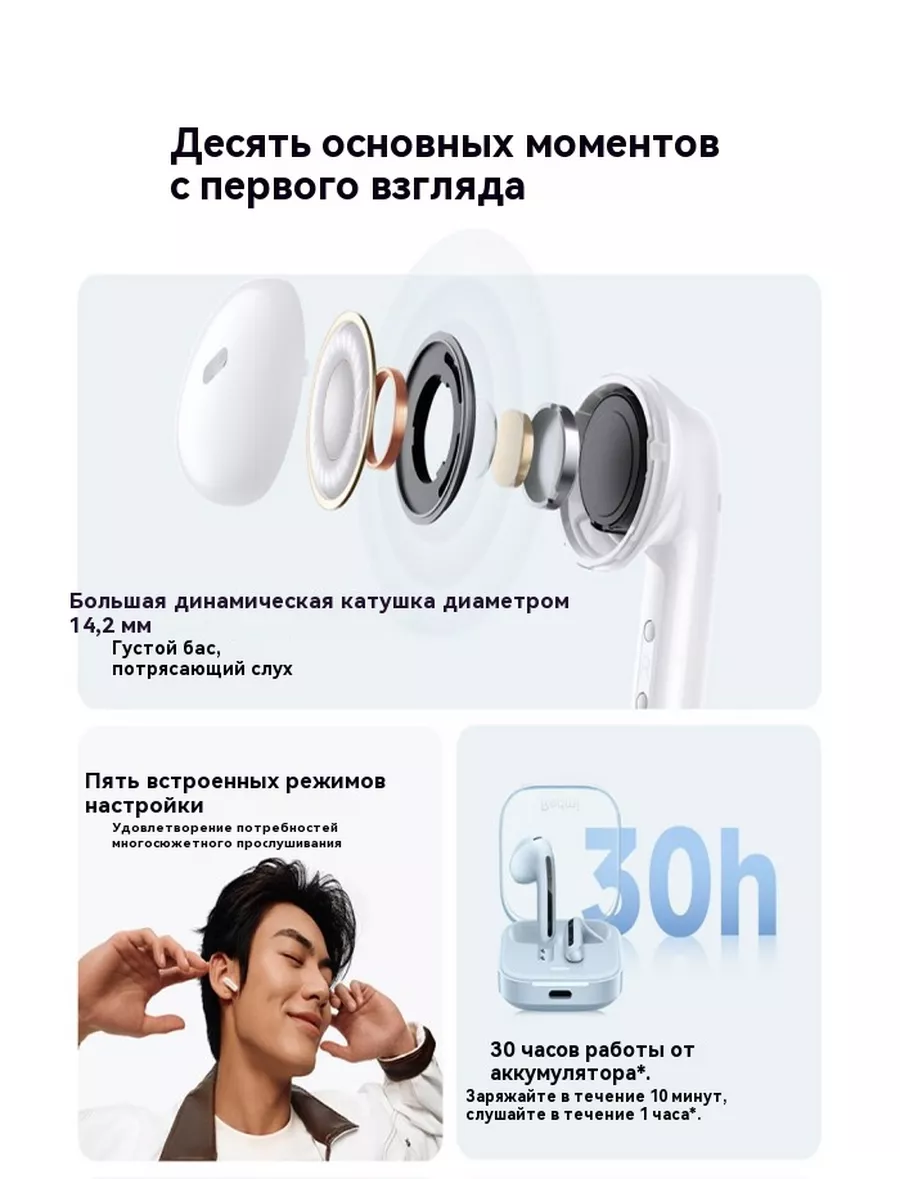 Беспроводные наушники Xiaomi Redmi Buds 6 Active Edition Redmi 232763864  купить за 2 151 ₽ в интернет-магазине Wildberries