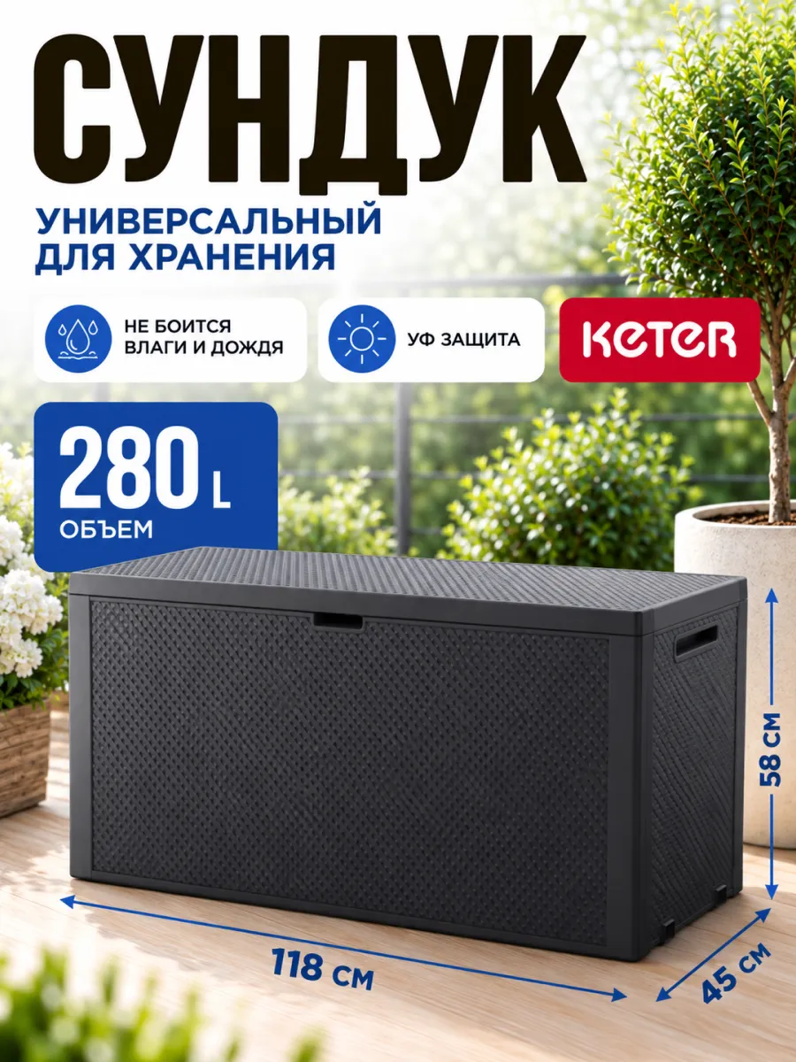 Сундук ящик садовый пластиковый для хранения