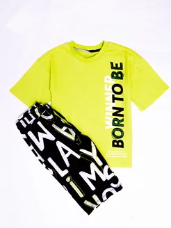 Пижама с шортами и футболкой стильная свободная, хлопок SOLOVEY KIDS 232775943 купить за 882 ₽ в интернет-магазине Wildberries