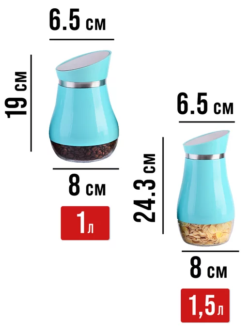 Набор для специй голубые стекло 5 банок - фото 2