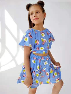 КОСТЮМ топ и юбка-шорты из хлопка, р-ры 104-146 Amelina Kids 232824756 купить за 1 057 ₽ в интернет-магазине Wildberries