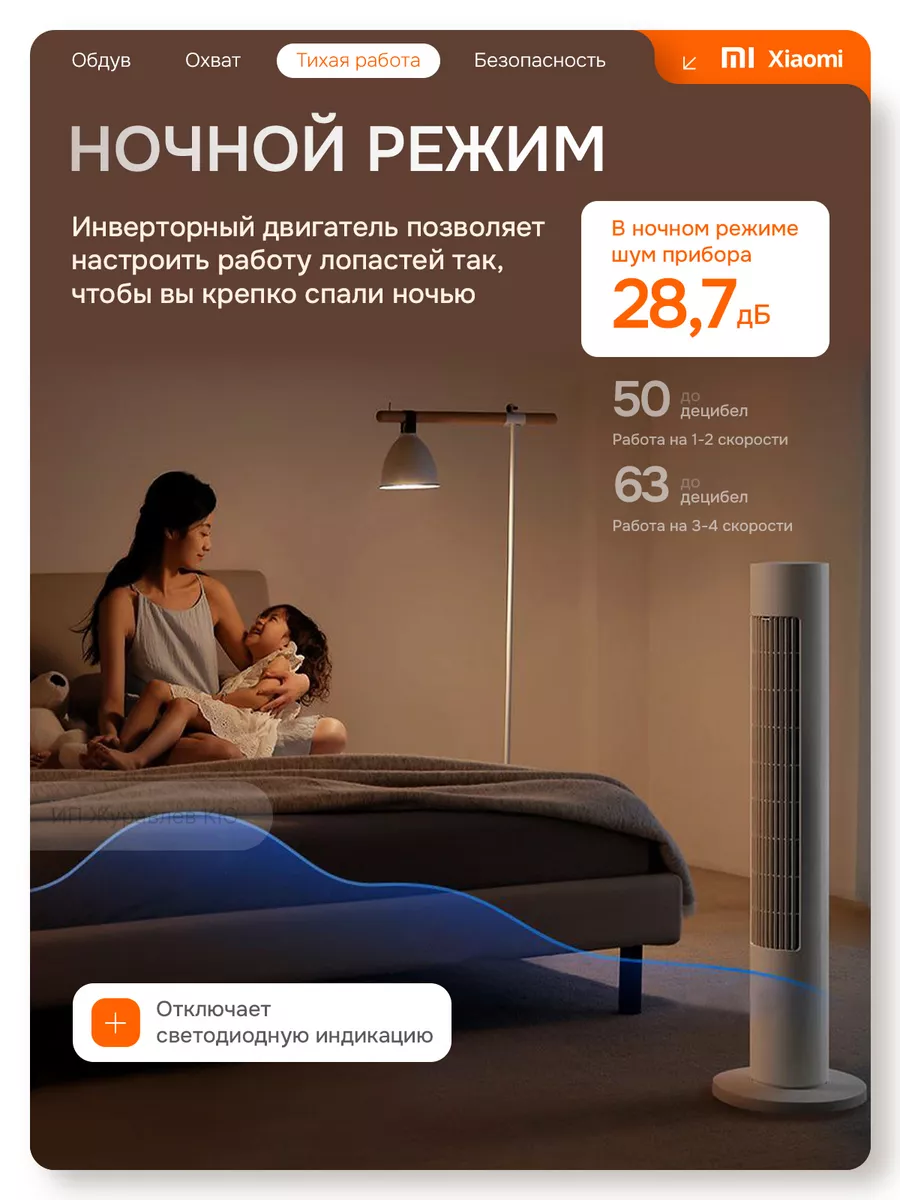 Вентилятор напольный Mijia Smart DC Inverter Tower Fan 2 Xiaomi 232825478  купить в интернет-магазине Wildberries