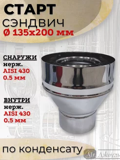 Старт-сэндвич М для дымохода D135х200(Нерж0,5-Нерж0,5)