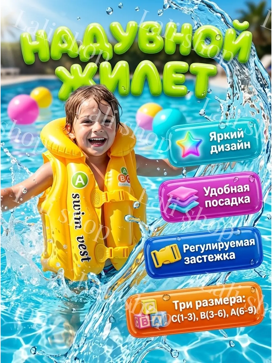Надувной жилет для плавания детский