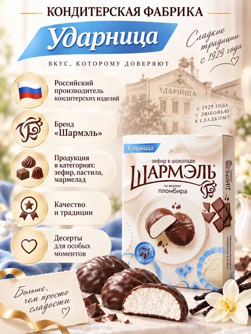 Нальчик - Сладость Зефир ассорти фруктовое ассорти 5 вкусов Нальчик, 900 г, 1 шт, 250 г, фото 6