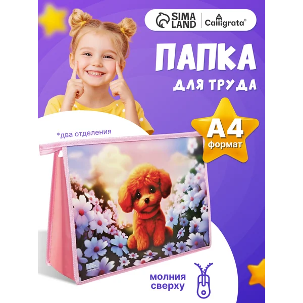 Папка для труда А4, 325 х 230 х 100 мм, молния сверху