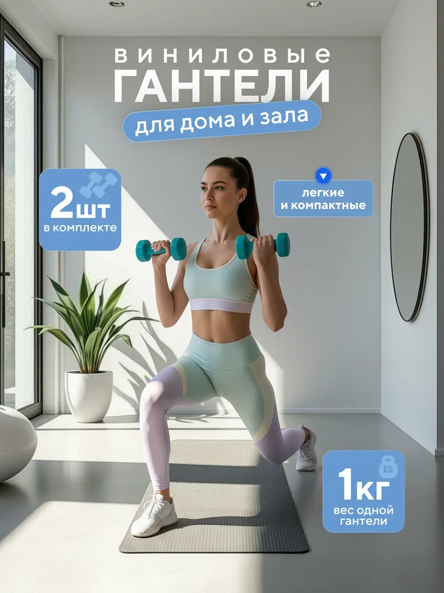 Гантели неразборные 1 кг
