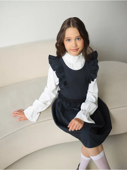 LANAkids Школьная форма сарафан, серый, фото 8