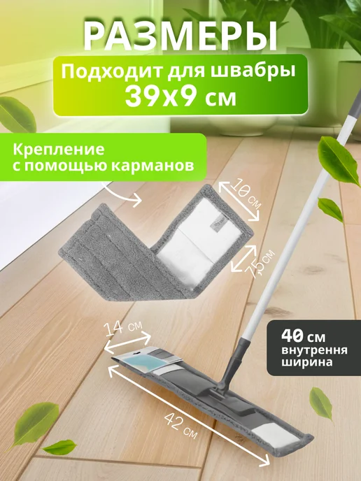 PERFECTO LINEA Сменная насадка для швабры Solid из микрофибры серая, серый, фото 3