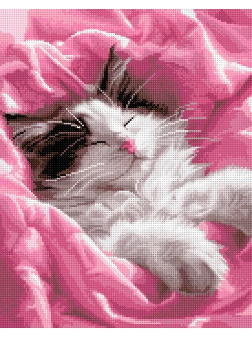 Art on Canvas Кот в пледе Алмазная мозаика на подрамнике 40х50 см, 40x50 см, фото 2