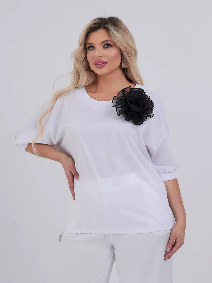 Блузка офисная с коротким рукавом