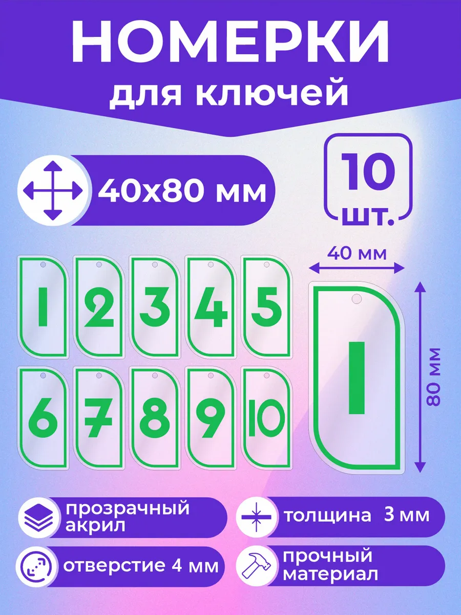 Брелки Номерки для ключей гардероба камеры хранения 1-10