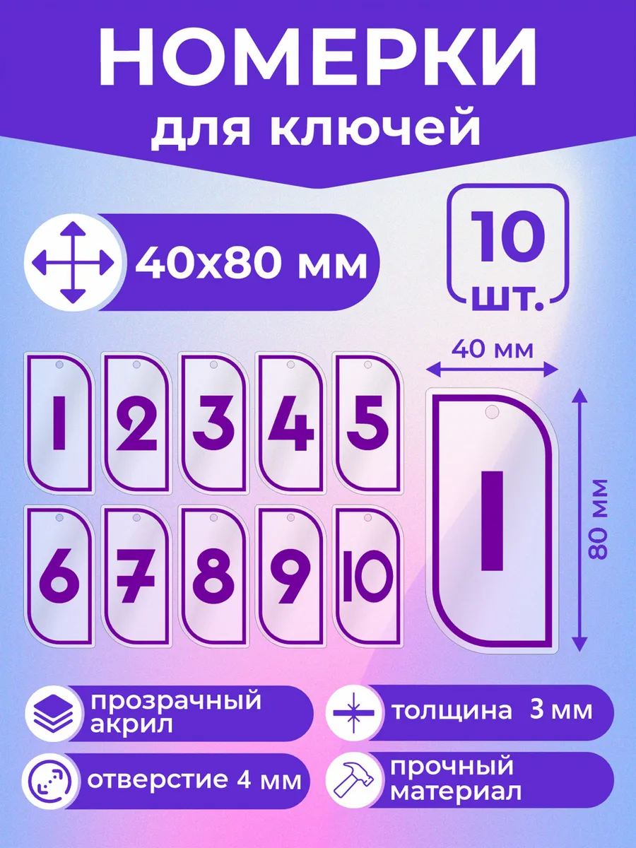 Брелки Номерки для ключей гардероба камеры хранения 1-10