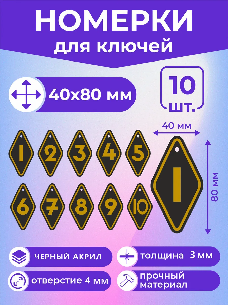 Брелки Номерки для ключей гардероба камеры хранения 1-10