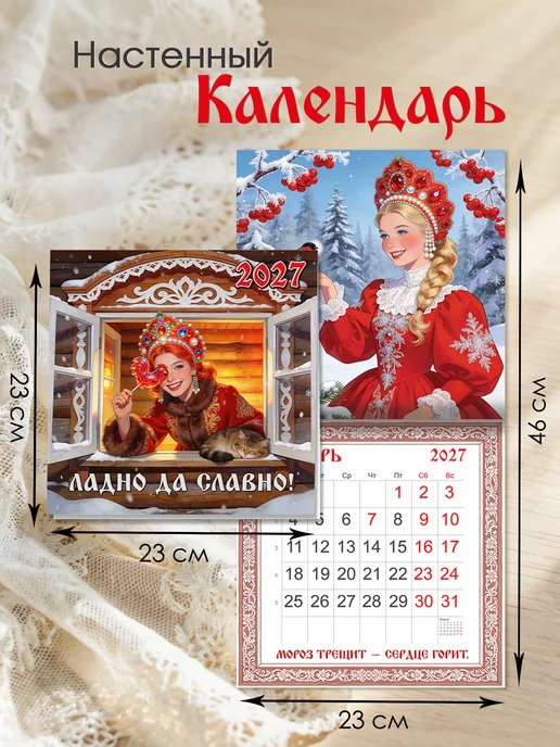 ТМ праздник Календарь настенный 2027 русский арт Ладно да славно, вариант, фото 2