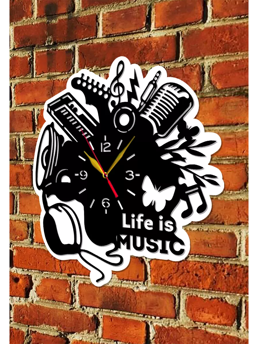 Настенные часы Музыкальные инструменты, Life is music — фото 3