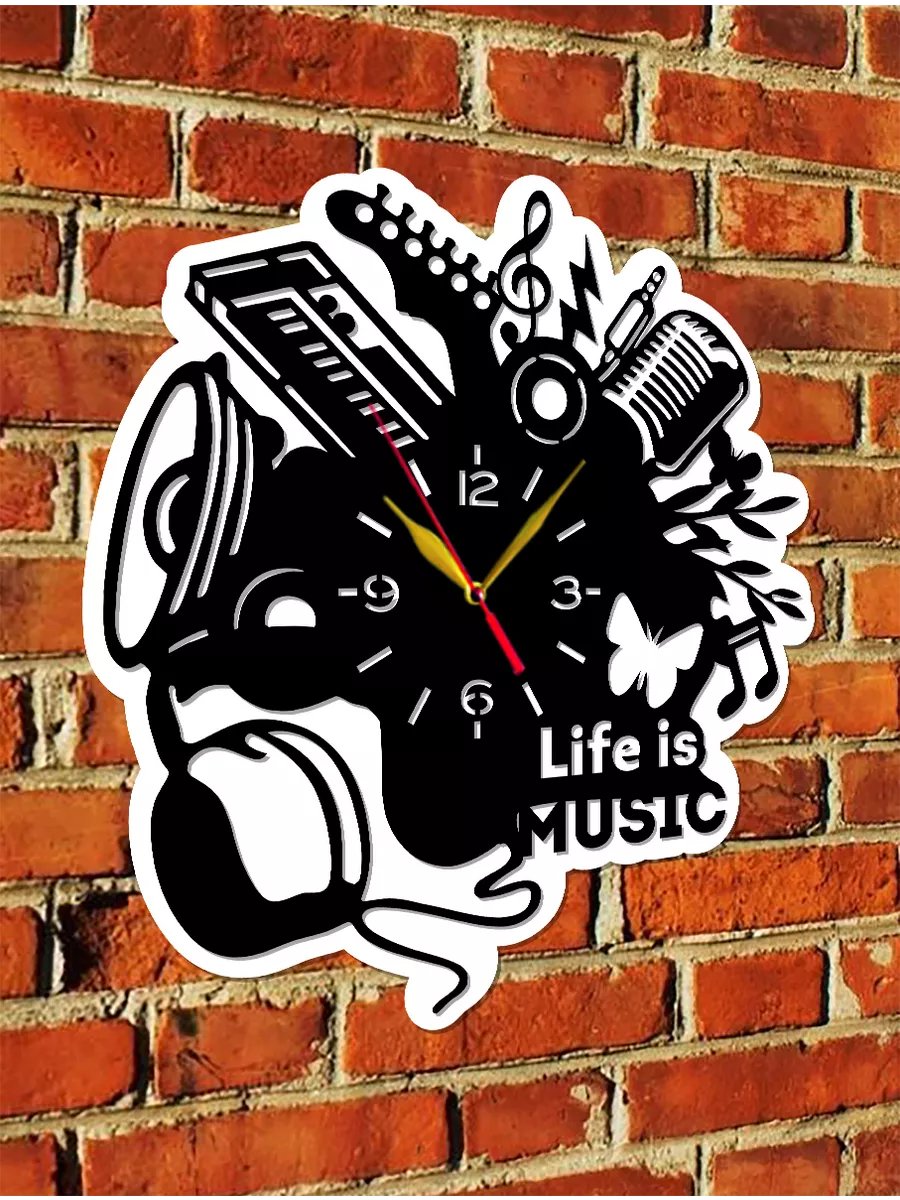 Настенные часы Музыкальные инструменты, Life is music — фото 4