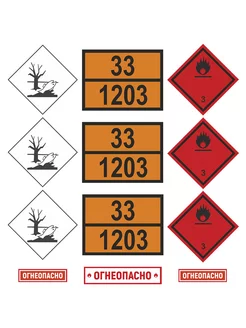 Набор наклеек для перевозки опасных грузов 33 1203 бензин