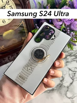 Блестящий чехол на Samsung S24 Ultra с кольцом-подставкой