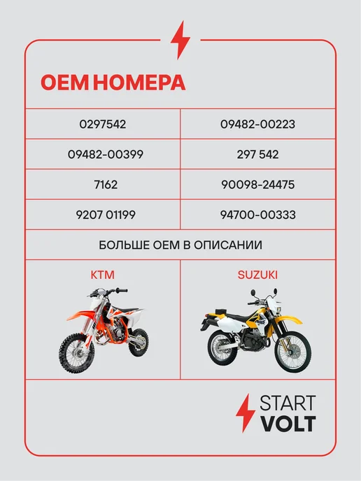 STARTVOLT Свеча зажигания для мототехники Kawasaki Suzuki KTM Yamaha, вариант, фото 2
