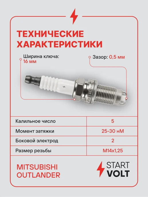 STARTVOLT Свеча зажигания для Mitsubishi Outlander, вариант, фото 3